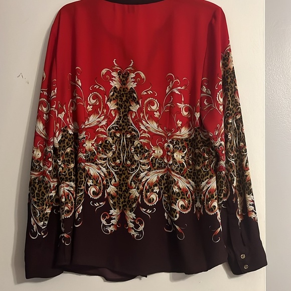 Dana Buchman Button Down Long Sleeve Floral Blouse/Top Size 10 - Picture 3 of 4